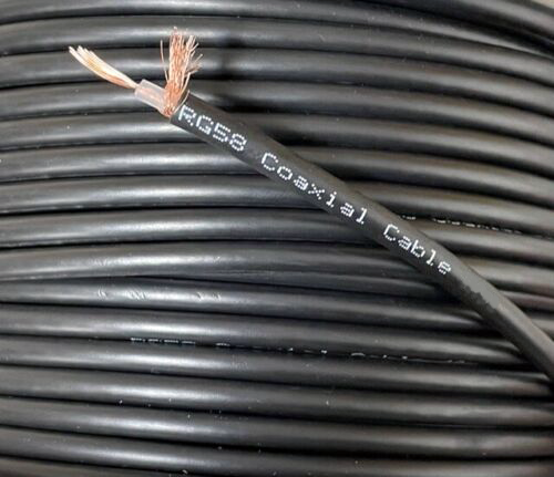 50m Black RG58 50 Ohm Stranded Coax / Coaxial Cable CB Radio Ham Aerial etc