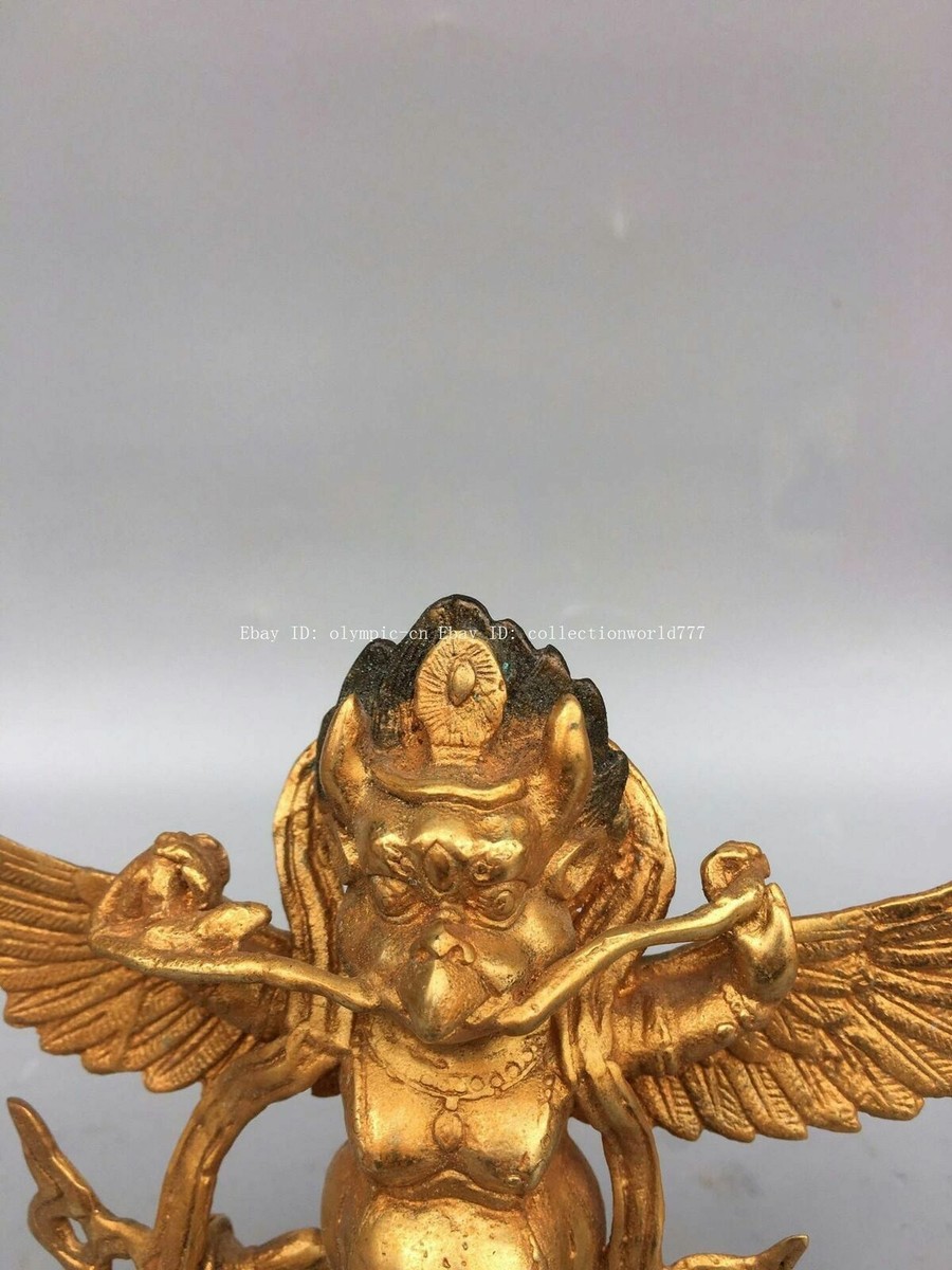 5'' bronze gild sculpture buddhism bird shia jia qiong Garuda