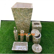 White Mother of Pearl Bathroom set Stone Handmade Bathroom Bathroom Accessorie