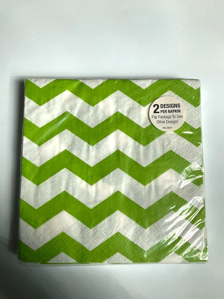 Лайм зеленые салфетки шеврон и точки лайм зеленый и белый 16ct вечеринки поставки - Изображение 2 из 3