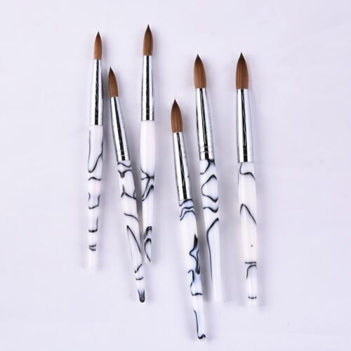 Black/White Marble Kolinsky Nail Brush For Acrylic Application Extension 6-24 A - Picture 2 of 4