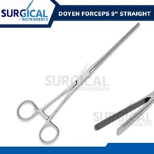 DOYEN Forceps 9" Straight, Longitudinal serrations Stainless Steel German Grade