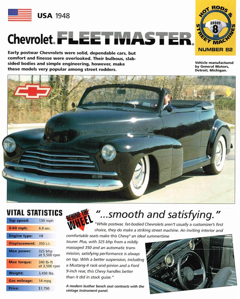 Chevrolet Fleetmaster 1948 hoja de especificaciones/folleto/folleto Foto 3 de 4