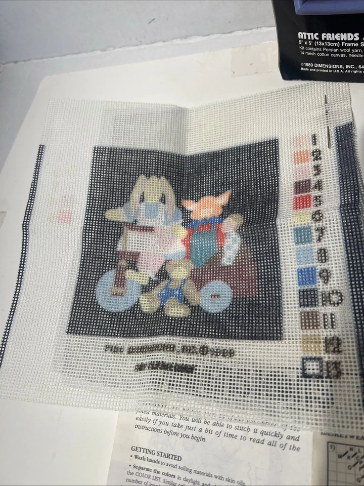 1989 Dimensions Needlepoint Kit Attic Friends Toni Schlitzer Open-No Needle - Image 4 of 4