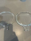 2 Clear Pyrex Grab It Lids Glass Covers 600-B A 12/B 28 Excellent Condition.