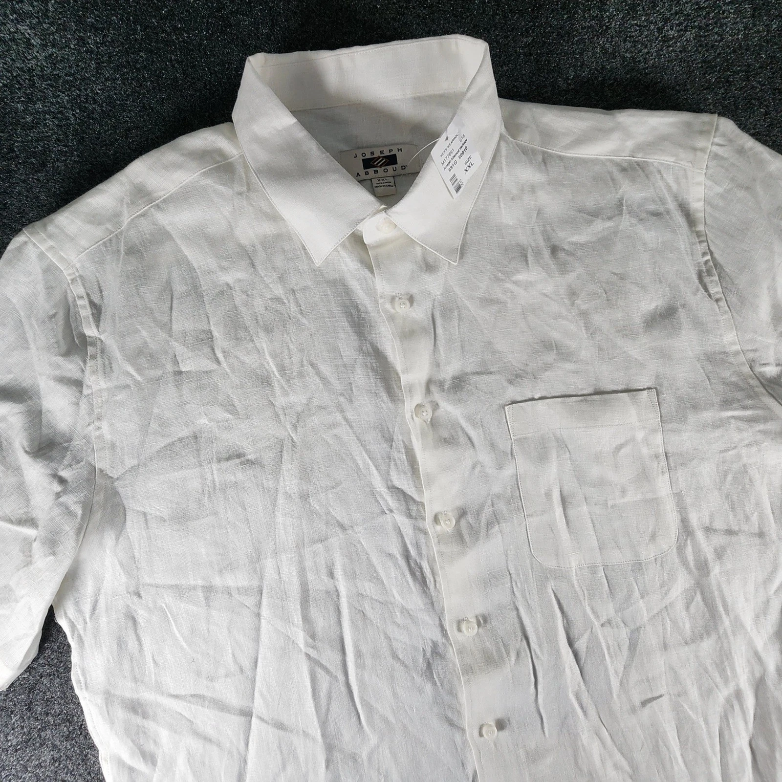 NWOT Joseph Abboud Heritage Mens XXL White 100% Linen Short Sleeve Button Down