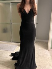 Long Black Sparkly Prom Dress with small train size 0 
