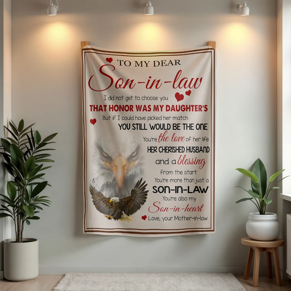 To My Son In Law Blanket From Mom Mother And Son Blanket Eagle Gift On Christmas - Image 3 of 4