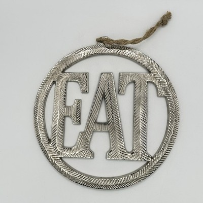 Eat Kitchen Wall Decor Metal 11 Inch With Rope Hanger Nice And Heavy