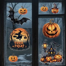 Halloween Window Clings  16 Pcs Halloween Window Stickers Witch Bat and Pumpki...