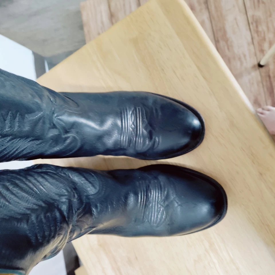 Botas de Hombre Western Cowboy Boulet Rodeo Collection Cuero Negro Ciervo Tostado Talla 11D Foto 3 de 4