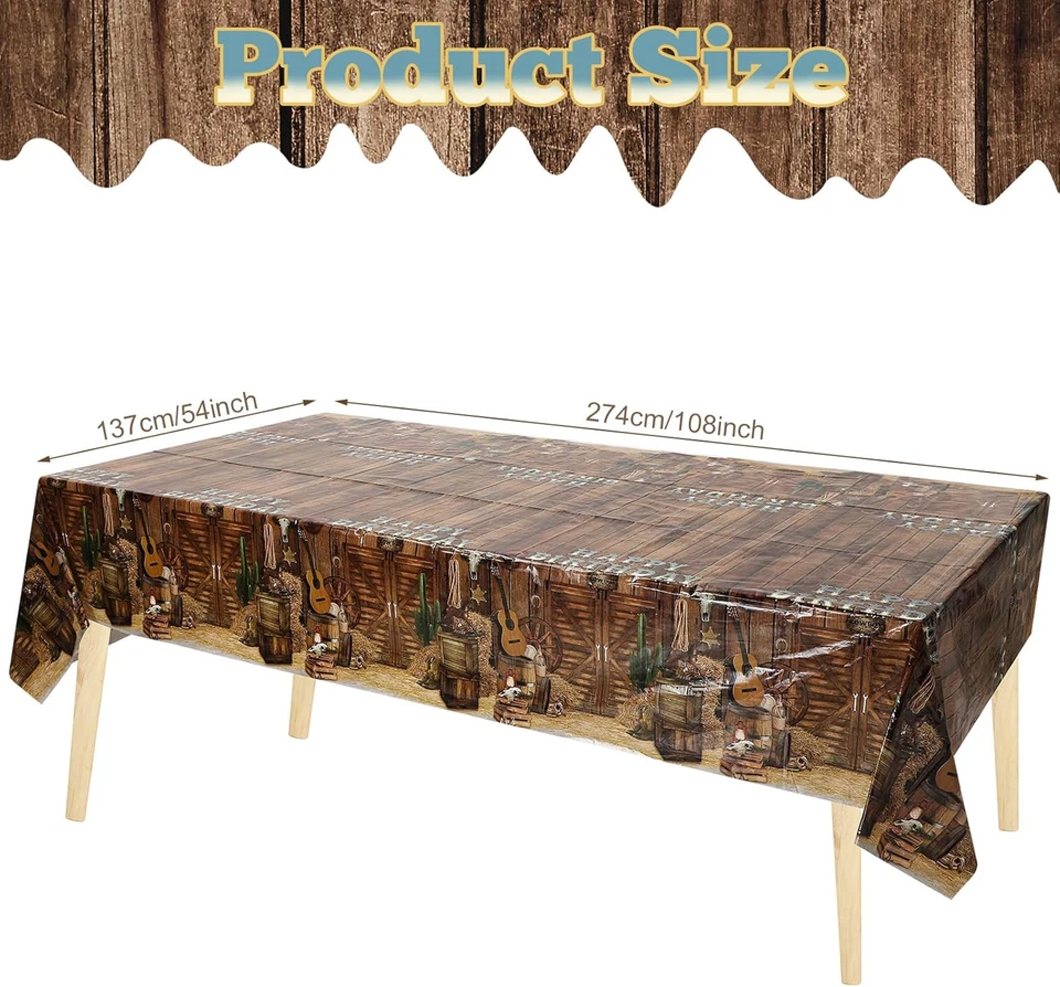 3 Piezas Manteles Occidentales Vaquero Fiesta Decoraciones Cumpleaños Mantel Salvaje Foto 3 de 4