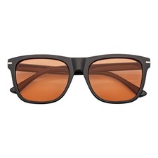 RHO - Classic Large Horn Rimmed Gloss Black Sunglasses Orange Lens