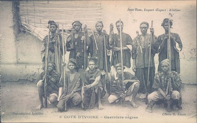 French colonies IVORY COAST black warriors from ABIDJAN 1910s PC