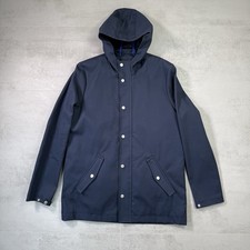 Men’s River Island hooded insulated rain jacket trench coat navy blue size M