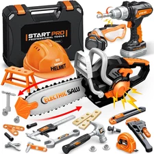 Kids Tool Set Toys, 48 Pcs Toddler Tool Set with Portable Tool Box, Electronic T