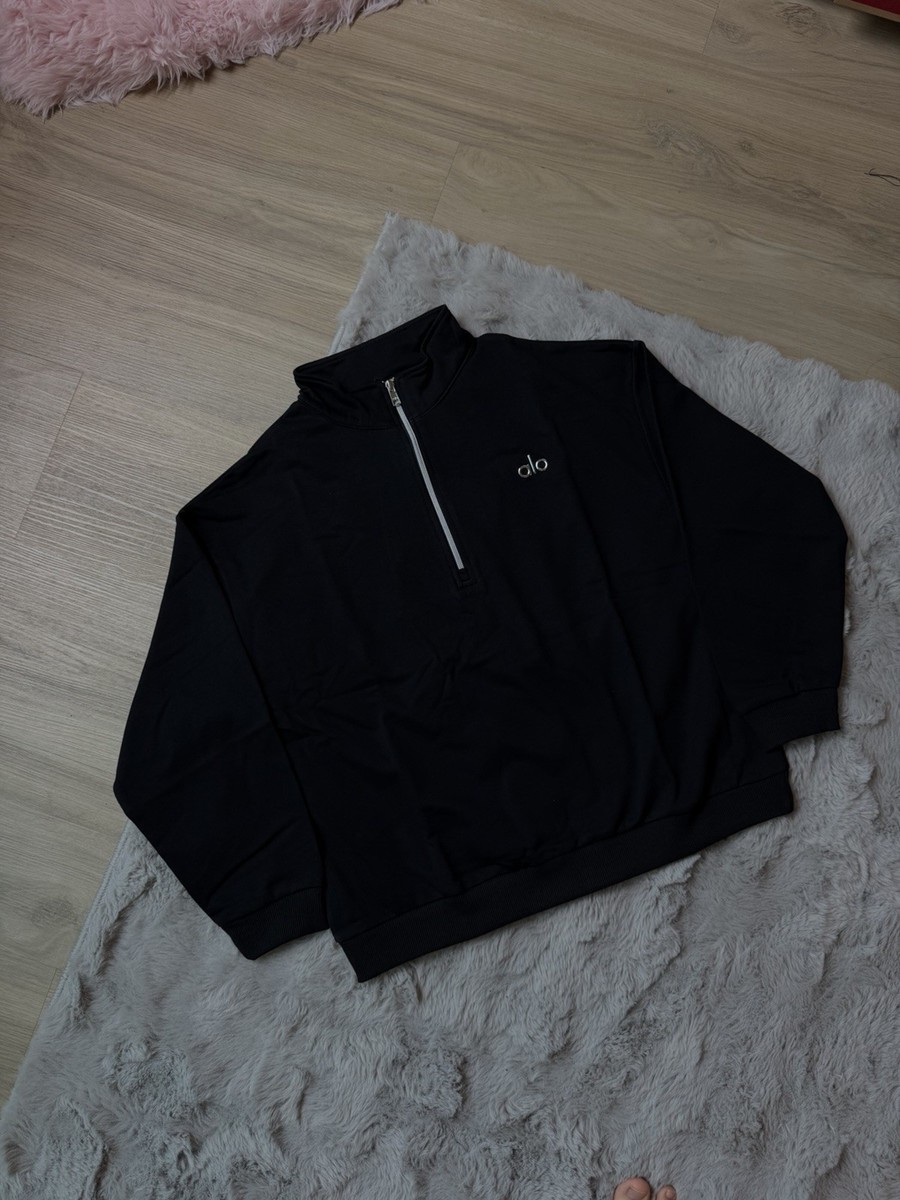 Size Small - ALO Yoga Black Quarter Zip Sweatshirt Fitness Pullover Terry,  New | eBay