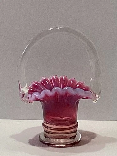 Fenton Plum Opalescent #37 Mini Basket Zeta Todd