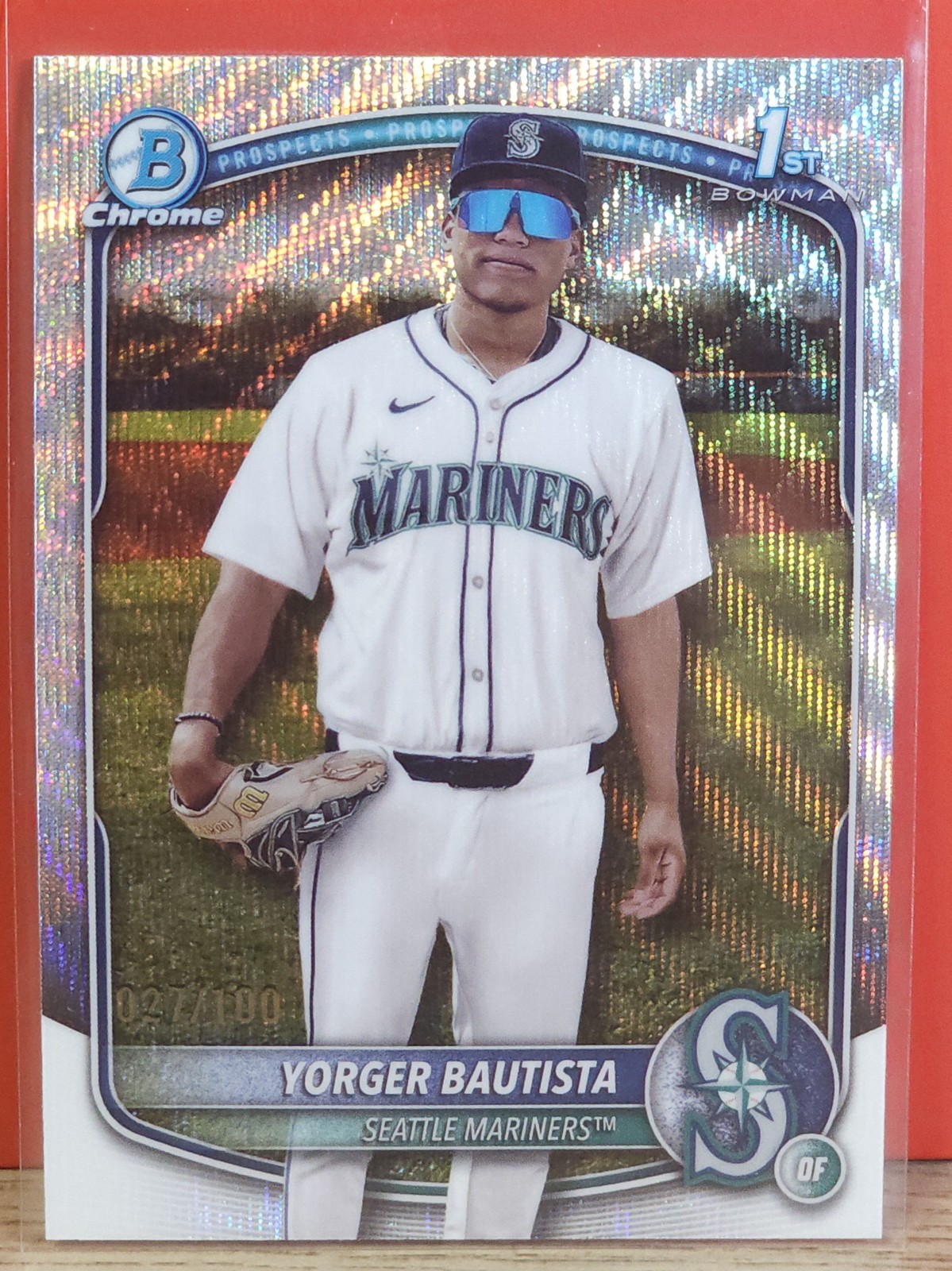 YORGER BAUTISTA 2025 BOWMAN CHROME 1ST WAVE REFRACTOR MARINERS 27/100 
