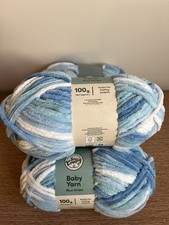 Aldi So Crafty Baby Chenille Yarn Wool Blue Stripe  400g  =4 x100g balls