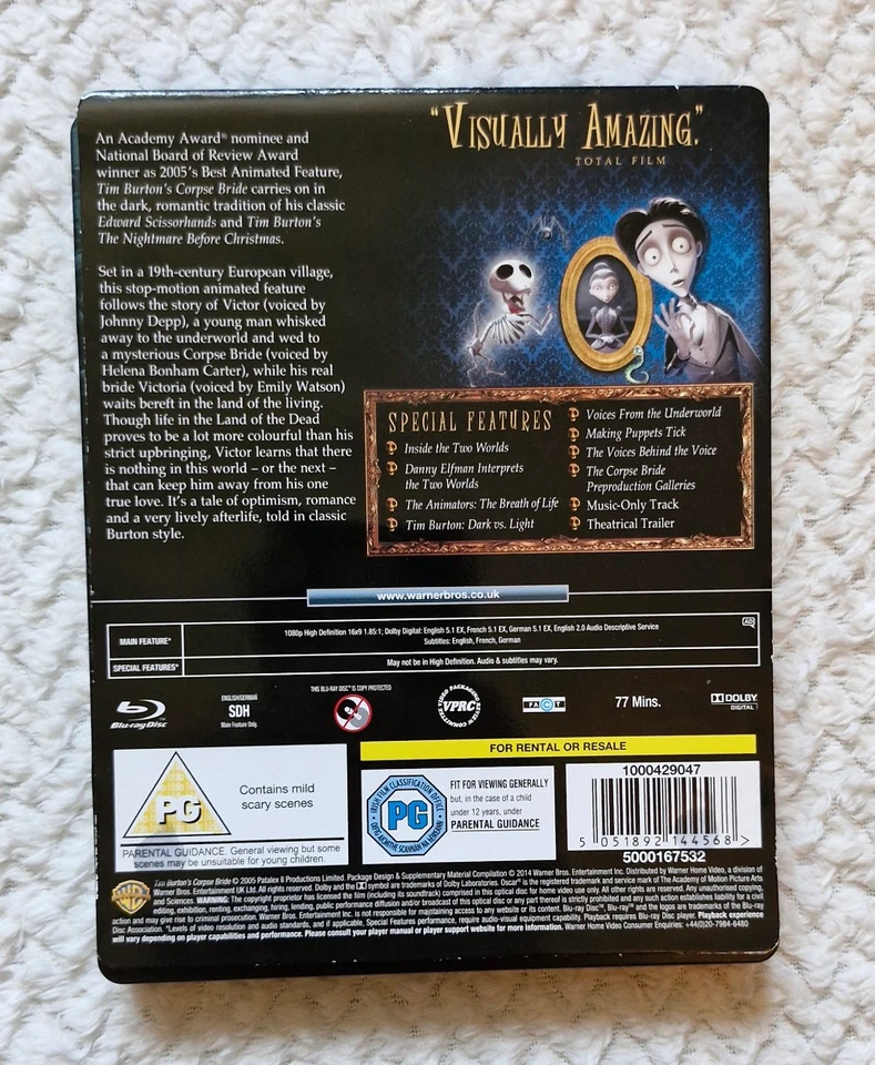 Tim Burton's Corpse Bride Blu-ray Steelbook & J-Card - VG+ condition - Image 2 of 4