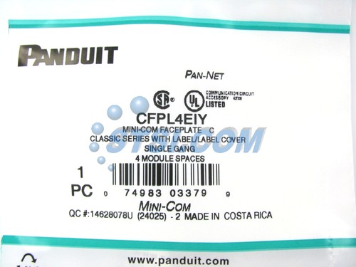 Panduit CFPL4EIY 4-Port Mini-Com Faceplate, Labeled Series, Ivory ~STSI - Picture 2 of 3