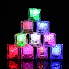 MoYouno 12 Pack LED Ice Cube Tray for Drinks Ice Cubes Liquid Sensor Water Acti