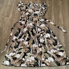 SHEIN Summer Casual Long  Dress Women XL  Ruffle Cuff Allover Floral Belted ZIP