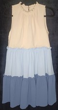 One One Six Block Colored Ruffled Swing MIDI Dress, Women’s Small