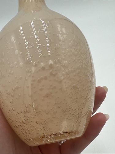 Anthropologie Peach Art Bubbled Glass Vase 6 1/2” Great Condition - Picture 15 of 19