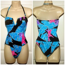 VTG 80's 1-Piece MOD Floral Leaf Swimsuit Avon Fashions XXS Deadstock w/Liner