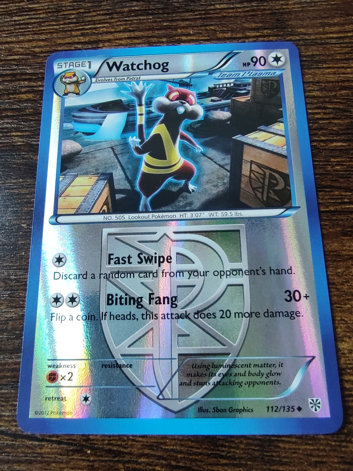 Team Plasma's Watchog 112/135 Plasma Storm Pokemon Reverse Holo
