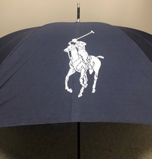 RALPH LAUREN POLO UMBRELLA FRAGRANCE GIFT BLUE FABRIC W LARGE WHITE LOGO 46"