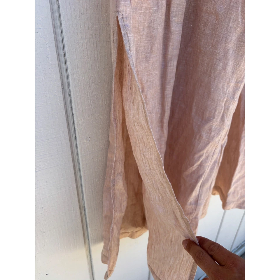 Pantalones Elevenses Anthropologie de lino de pierna ancha para mujer con dobladillo abertura informales, talla 12 Foto 3 de 4