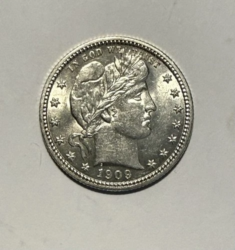 1909 Barber Quarter 25c BU++ 🌐FROSTY WHITE BRILLIANT UNCIRCULATED COIN‼️