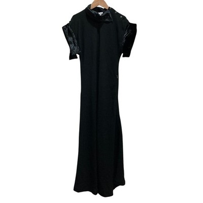 TOGA PULLA Georgette Satin, Short Sleeve Long Dress, Size 36, Black Women USED