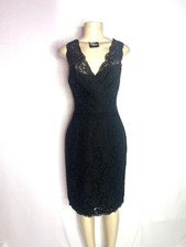WATTERS & WATTERS BLACK LACE SLEEVELESS SHEATH DRESS SZ 14
