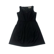 LOFT Petite 0P Black Sleeveless V-Neck Fit & Flare Dress with Pockets Stretch