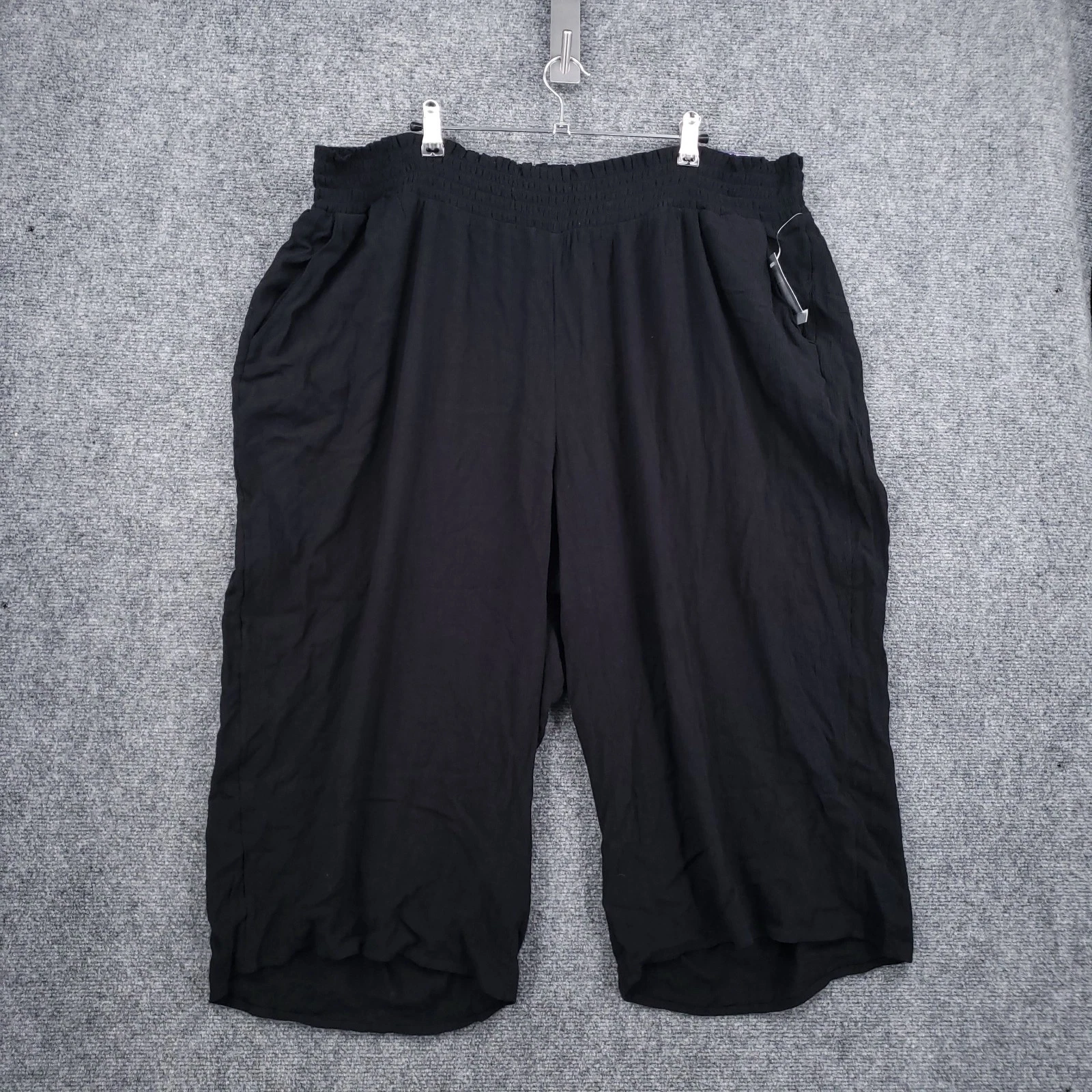 NEW Catherines Capri Pants Womens 3X Plus Black Wide Leg Elastic Waist Pull On