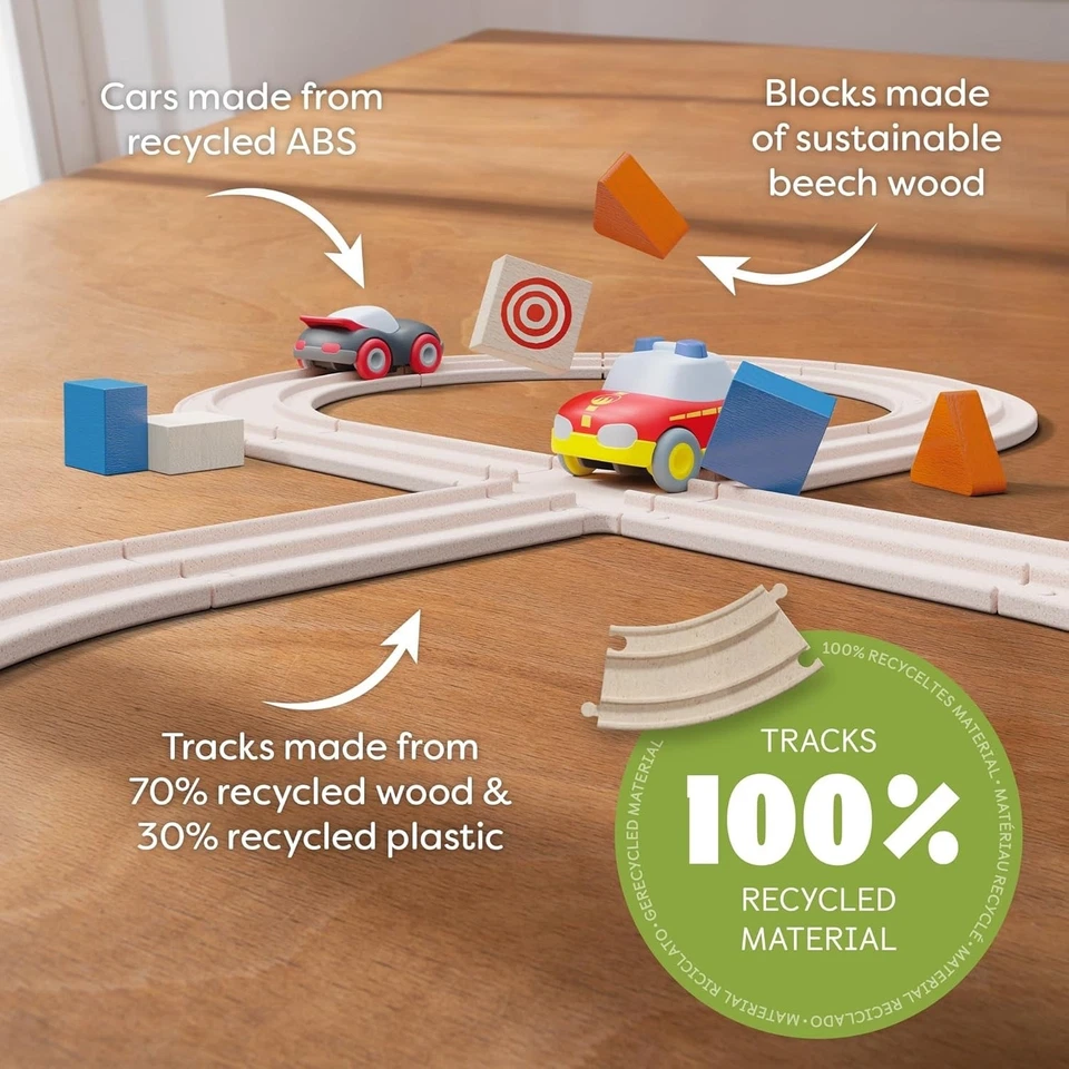 HABA My First Racetrack, 27-Piece Eco-Friendly Race Track Set for Toddlers - Image 4 of 4