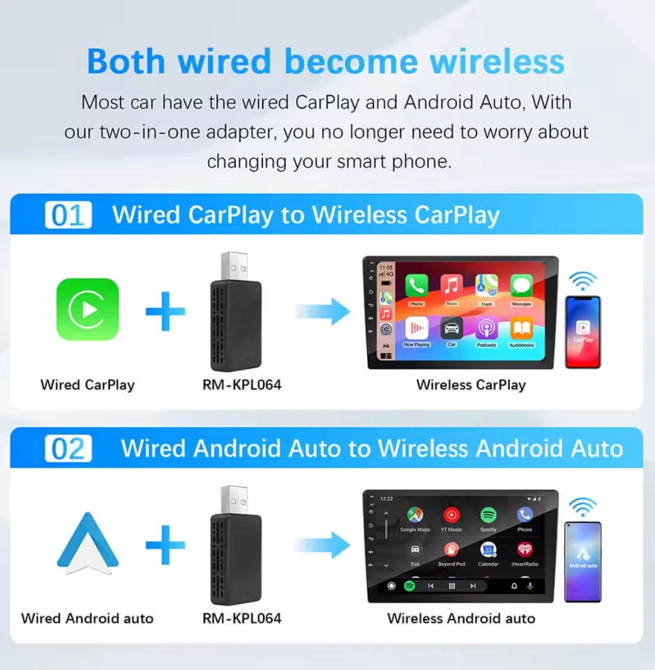 NEUE 2in1 Wireless CarPlay AI Mini Android Auto Box Plug & Play Automatische - Bild 3 von 4