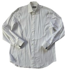 Canali 1934 evening tuxedo white Bib Pleated Made Italy Cuff shirt Size 43-17