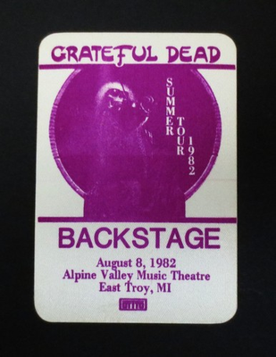#ad Grateful Dead Backstage Pass Alpine Valley East Troy Wisconsin 8 8 82 8 8 1982 $324.99