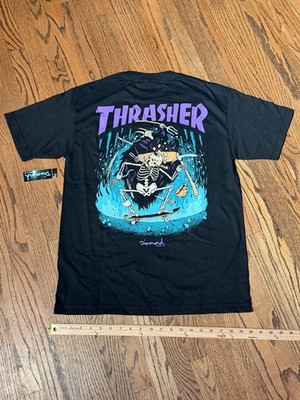 RARE  Diamond Supply Co x Thrasher Hell-Ride T-Shirt Medium Skateboarding VNTG
