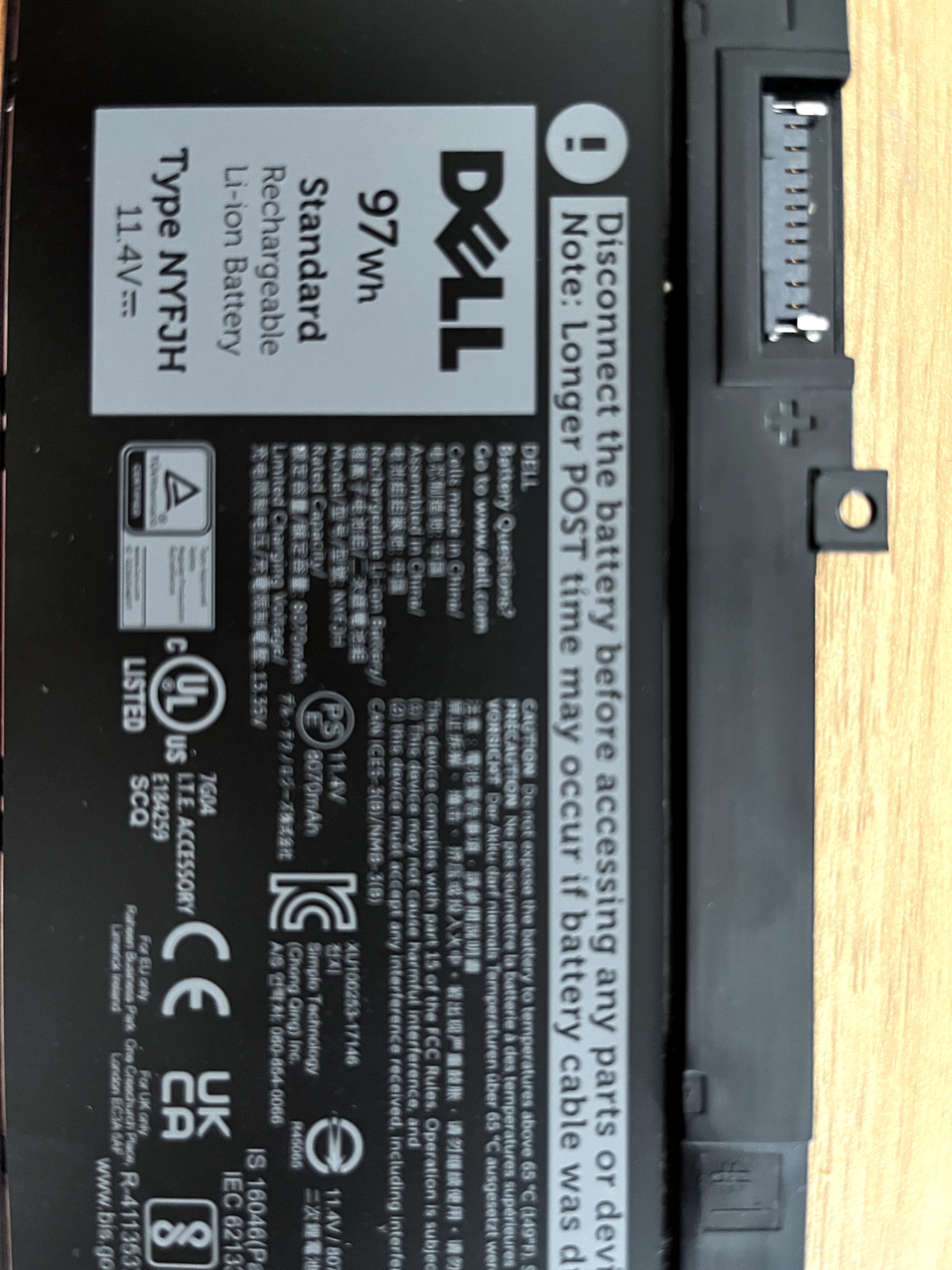 Batterie Dell NYFJH d'origine 97Wh neuve certifiée avec boîte
