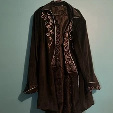 Men’s Steampunk Or 1800’s Black Suede Jacket Costume Cosplay
