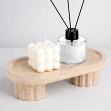 GlikCeil Natural Travertine Oval Tray with Legs, 10 Inches, Marble Tray
