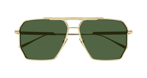 Gafas de sol cuadradas Bottega Veneta BV1012S 004 doradas verdes lentes unisex AUTÉNTICAS - Imagen 3 de 7