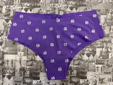 NWT Victoria's Secret PINK No Show Cheekster Panty Purple Passion Foil Logo L