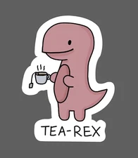 Tea Rex Sticker Dinosaur Cute Waterproof Drink Animal Funny Humor Gift NEW